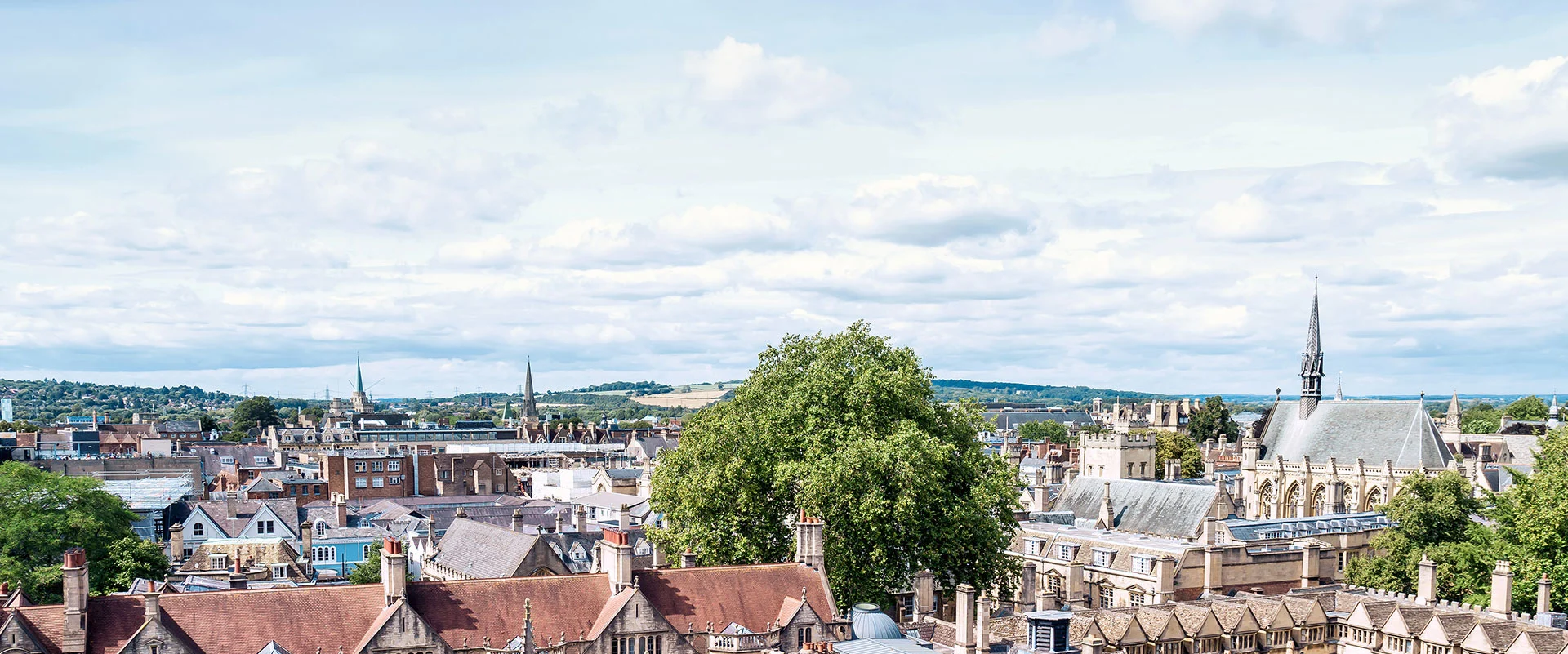 High angle view of High Street of Oxford City, UK
