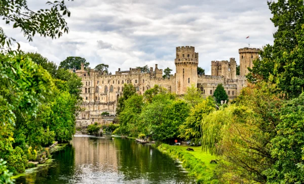 View of Warwick Castle over the river